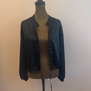 Jon & Anna Elegant Black Satin Button Down Shirt